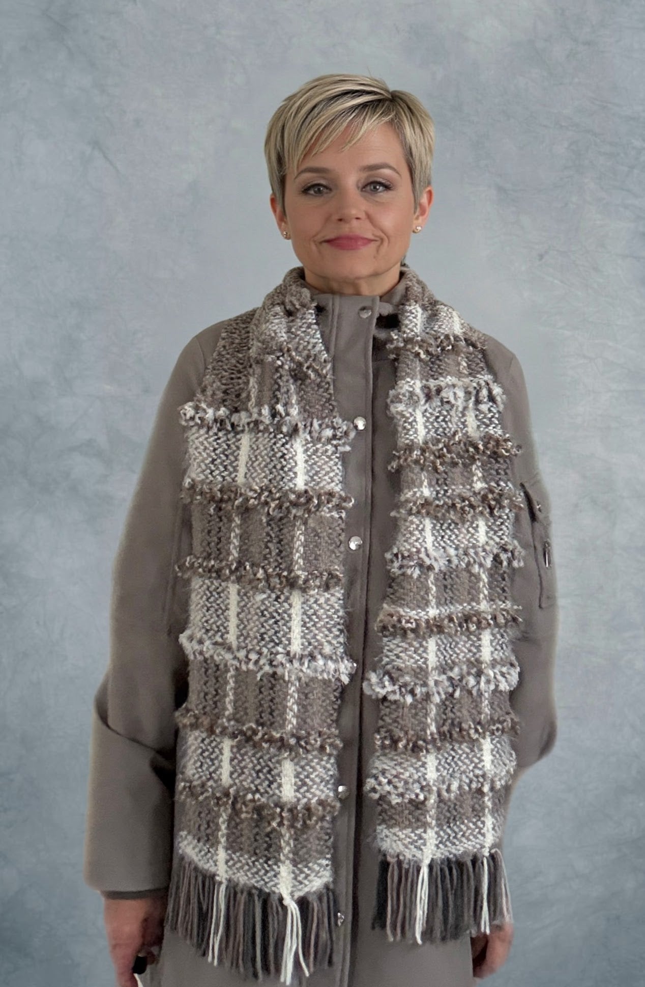 Natural tones and Textured Handwoven Scarf