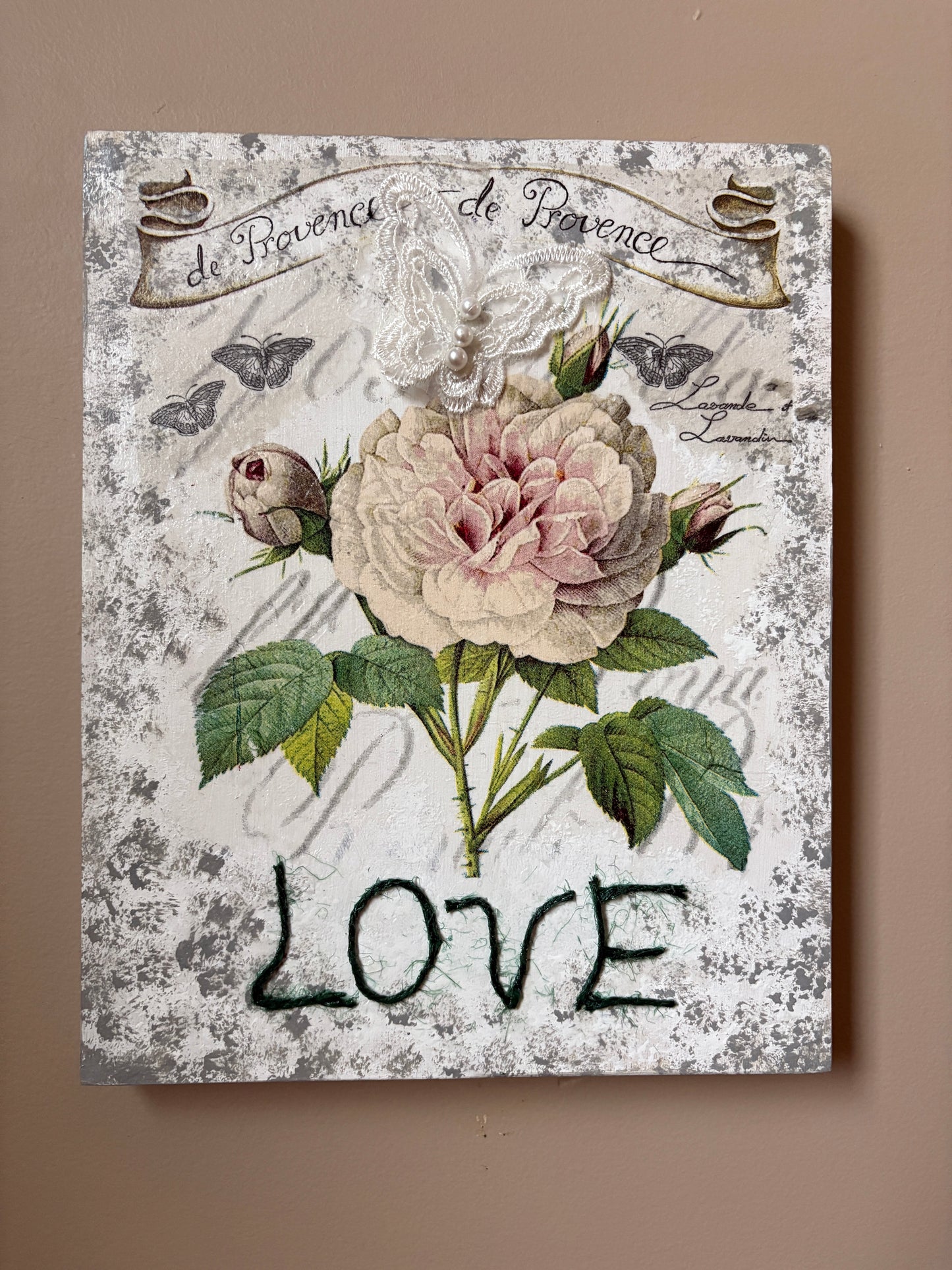 'LOVE' Peony Flower Art Canvas