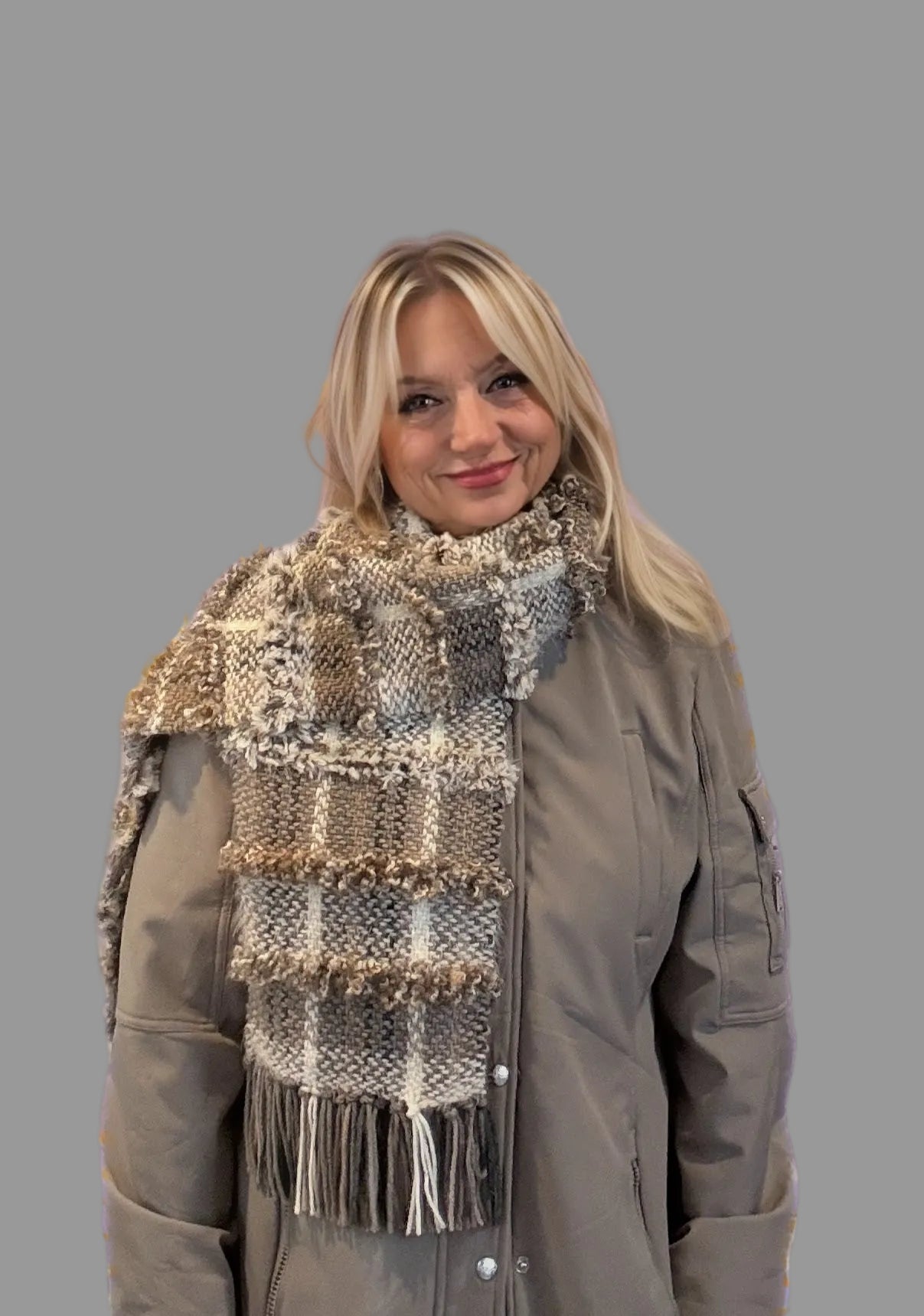 Natural tones and Textured Handwoven Scarf