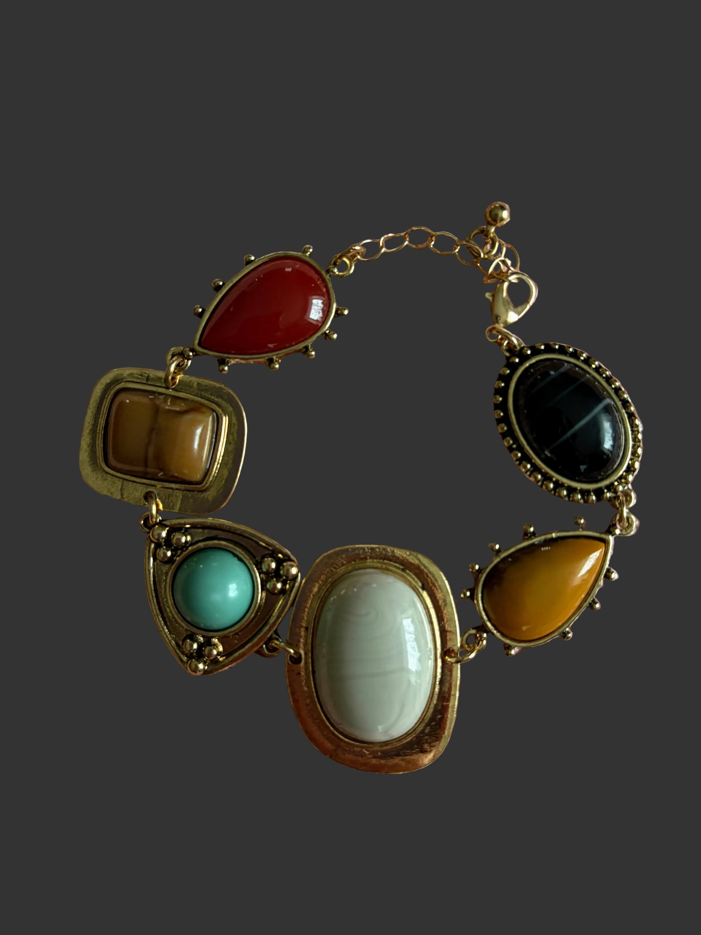 Vintage Bohemian Style Bracelet with Resin Synthetic imitation Gemstones