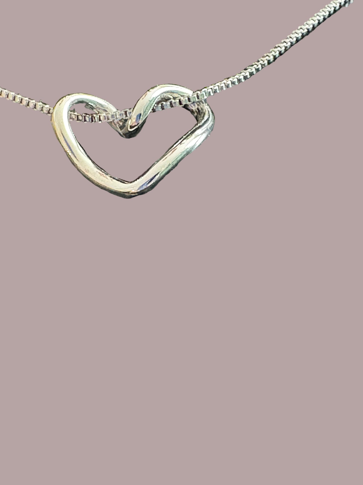 S925 Floating Heart Pendant on snake bone necklace