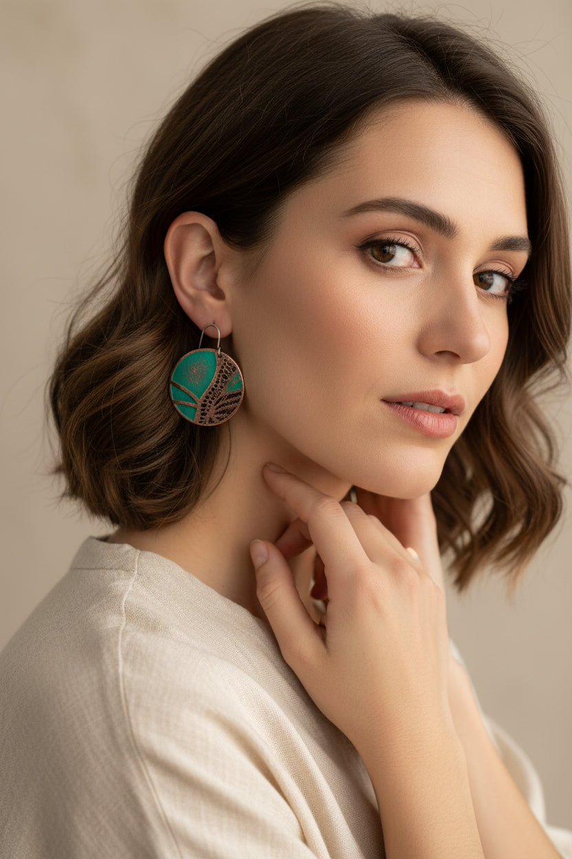 Bohemian Tree of Life disc earrings