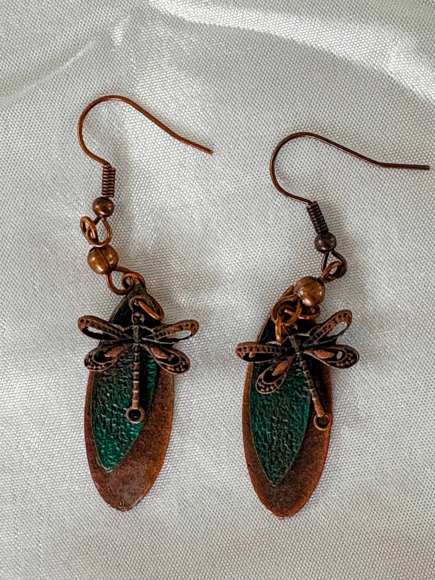 Bohemian Dragonfly Copper Pendant Earrings