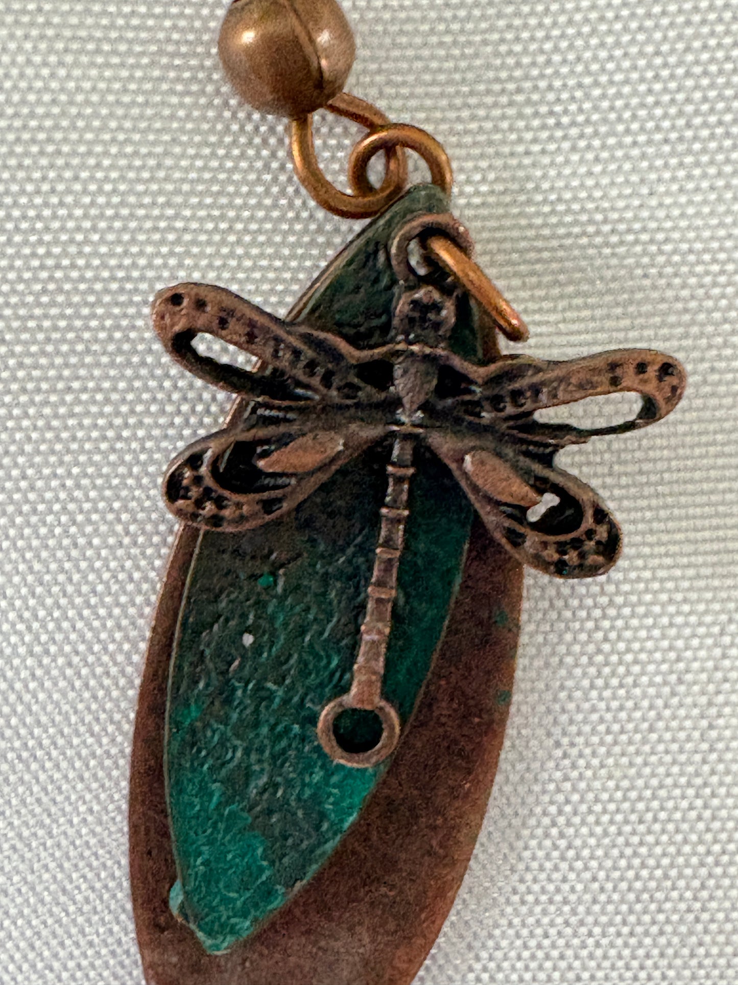 Bohemian Dragonfly Copper Pendant Earrings