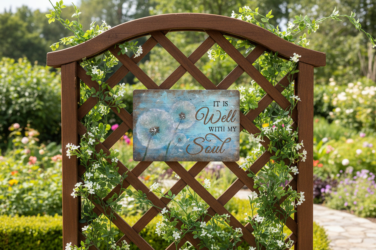 Wall Art with Dandelions & words  "It is Well with my Soul"