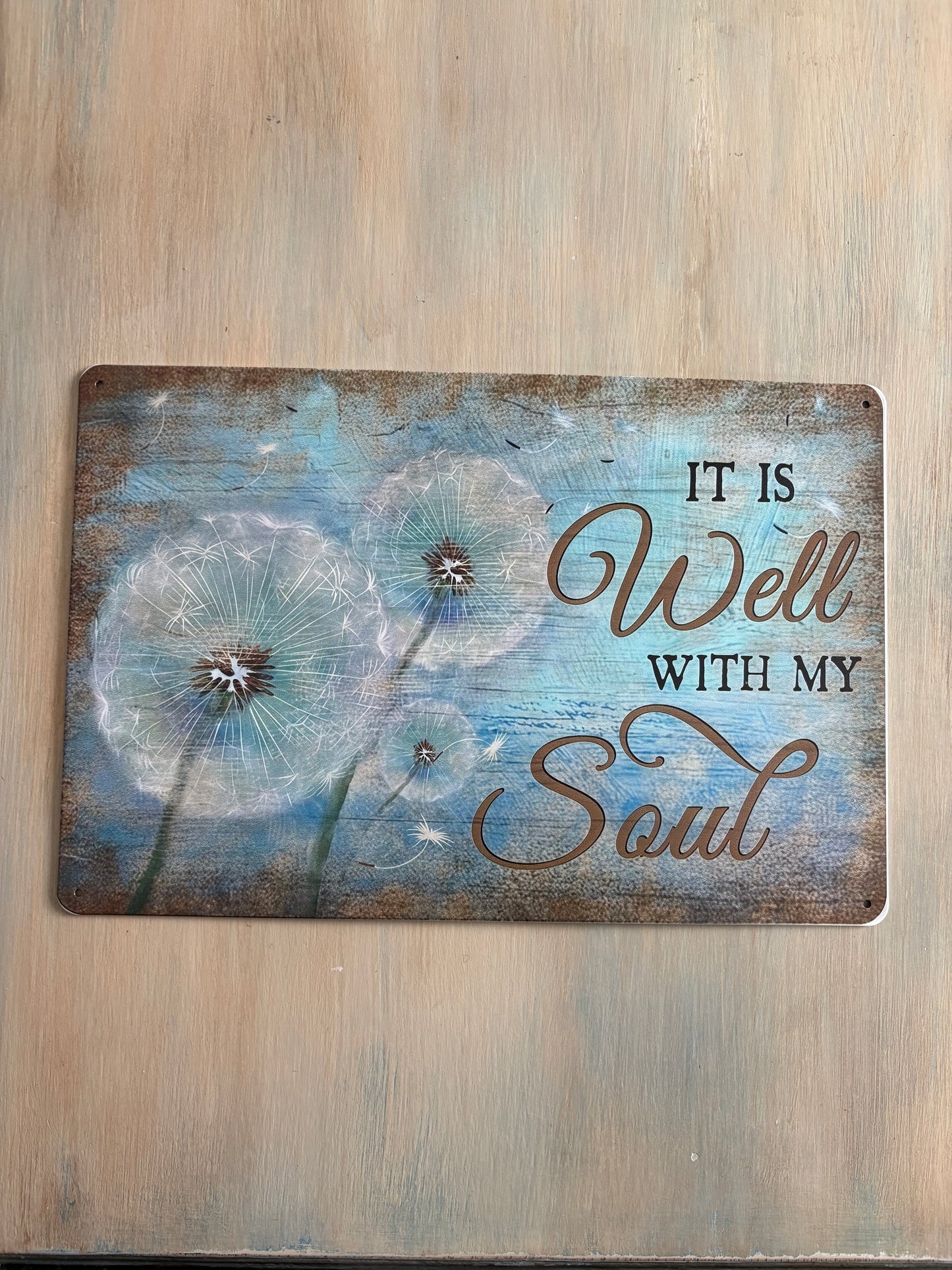 Wall Art with Dandelions & words  "It is Well with my Soul"