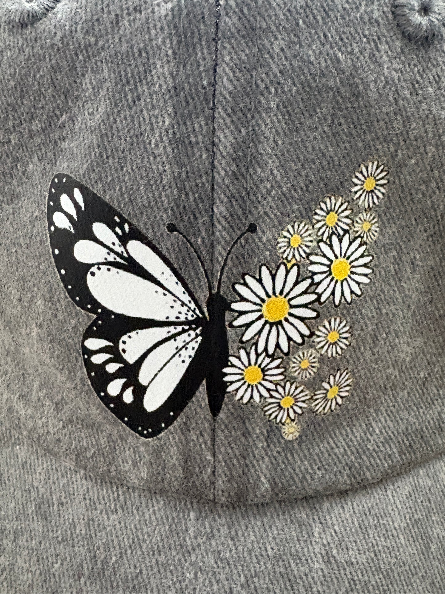 Baseball style cap with Butterfly/Flower Design