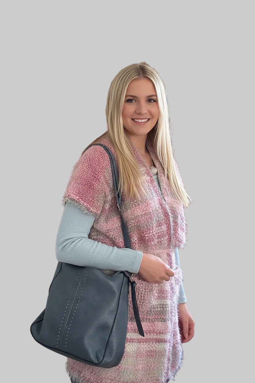 Pink & Grey Midi length vest, double sided
