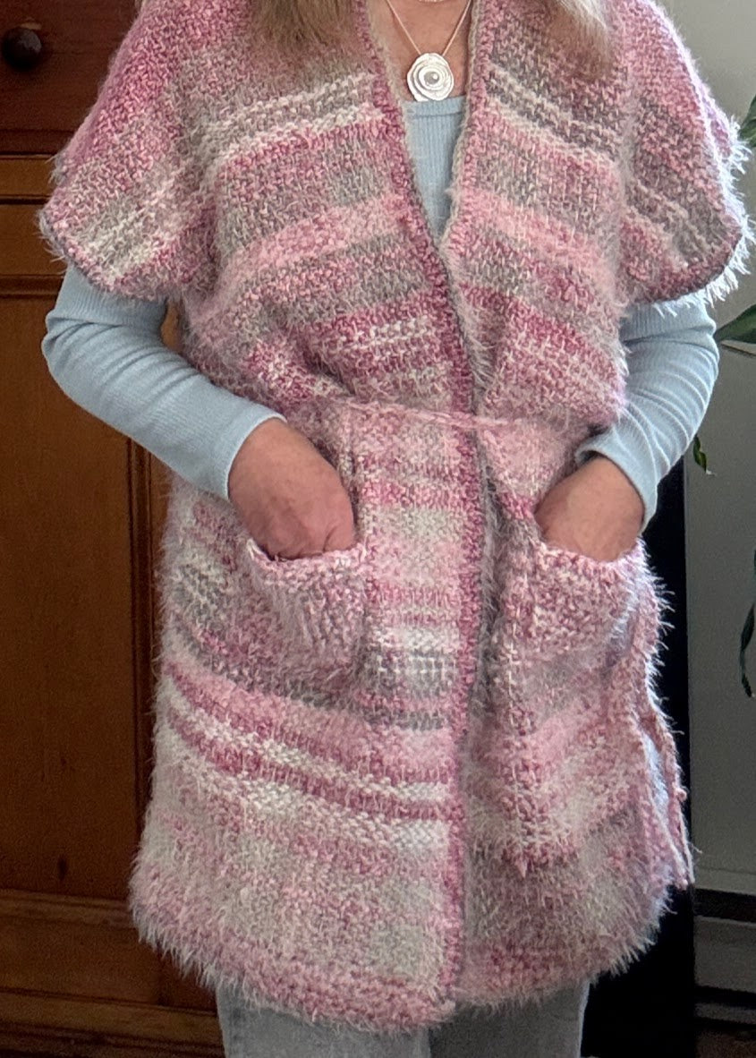 Pink & Grey Midi length vest, double sided