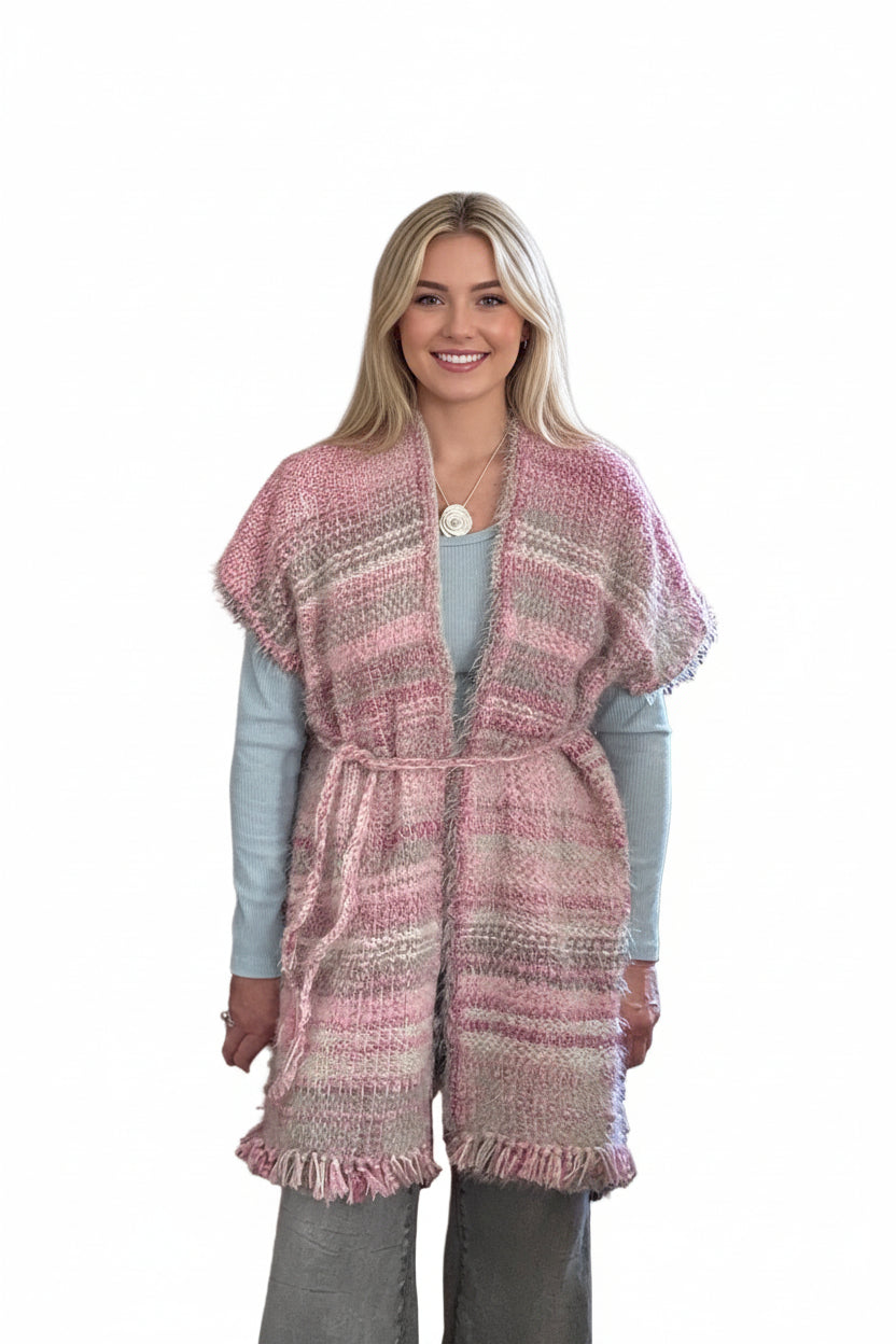 Pink & Grey Midi length vest, double sided
