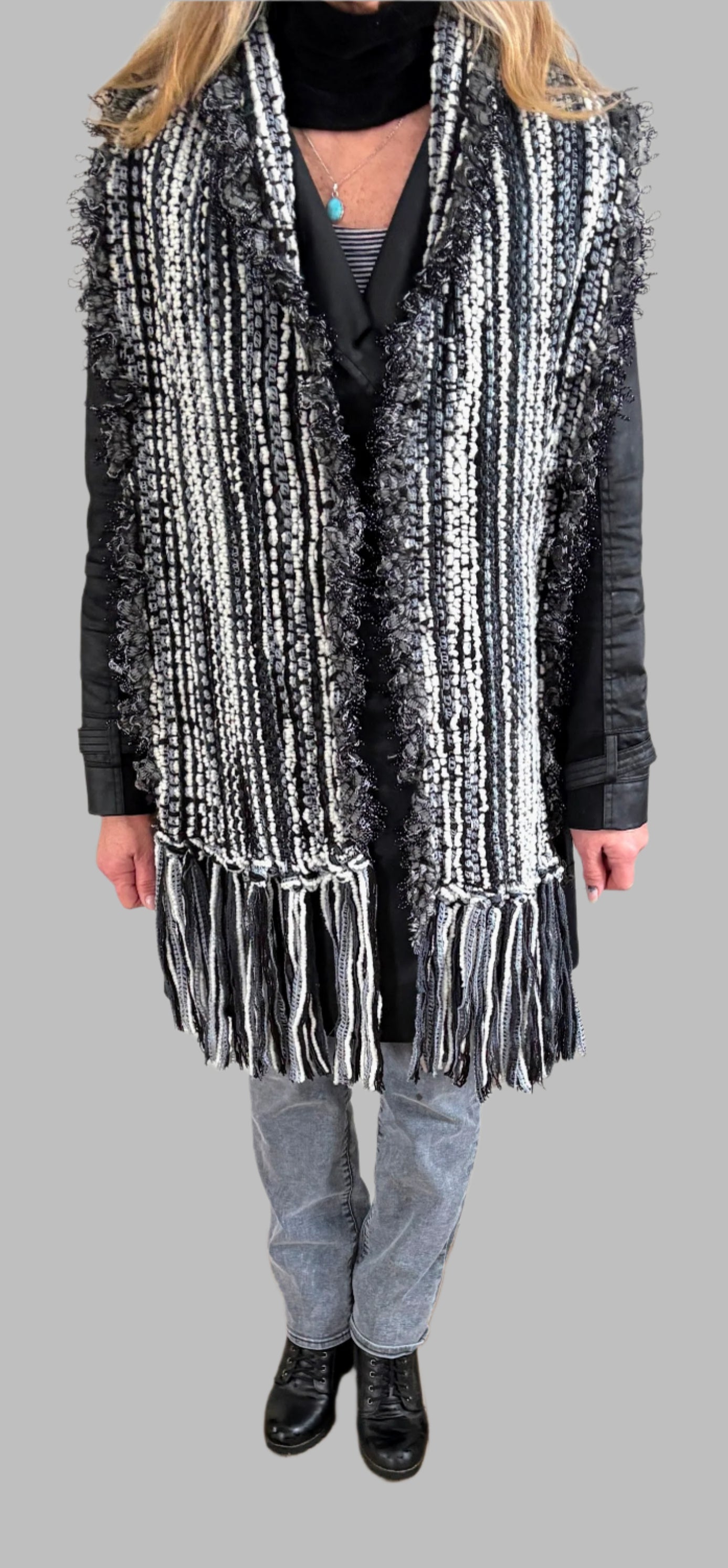 Black and White bohemian style Scarf