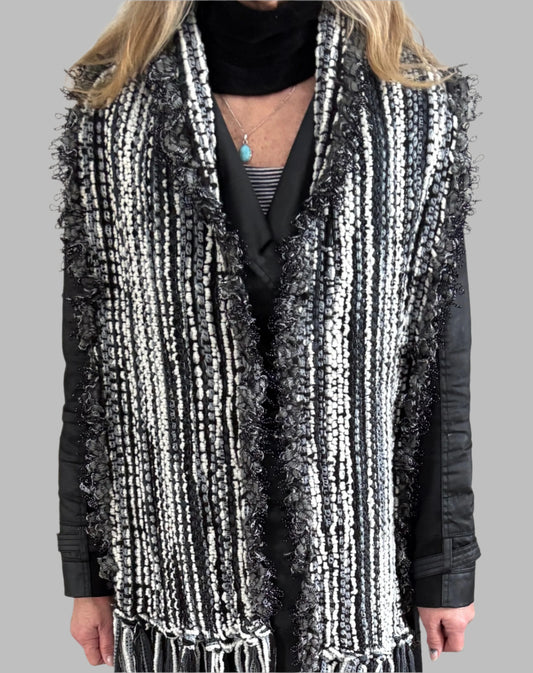 Black and White bohemian style Scarf