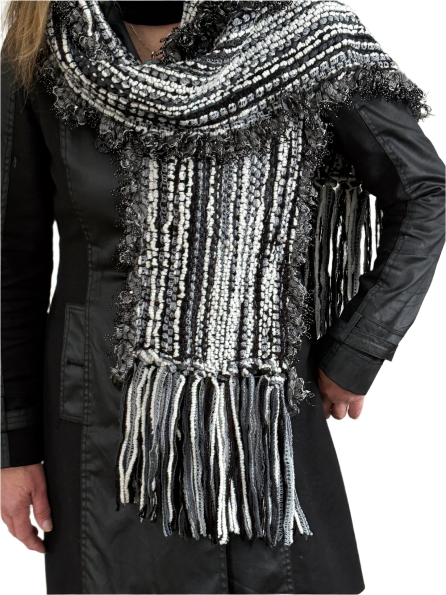 Black and White bohemian style Scarf