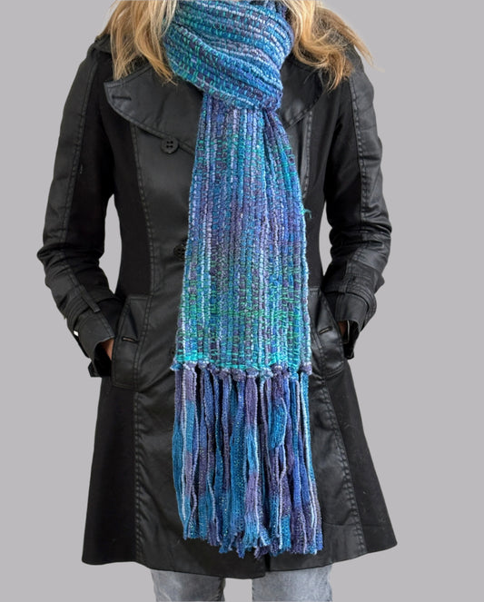 Handwoven Aquamarine Coloured Scarf