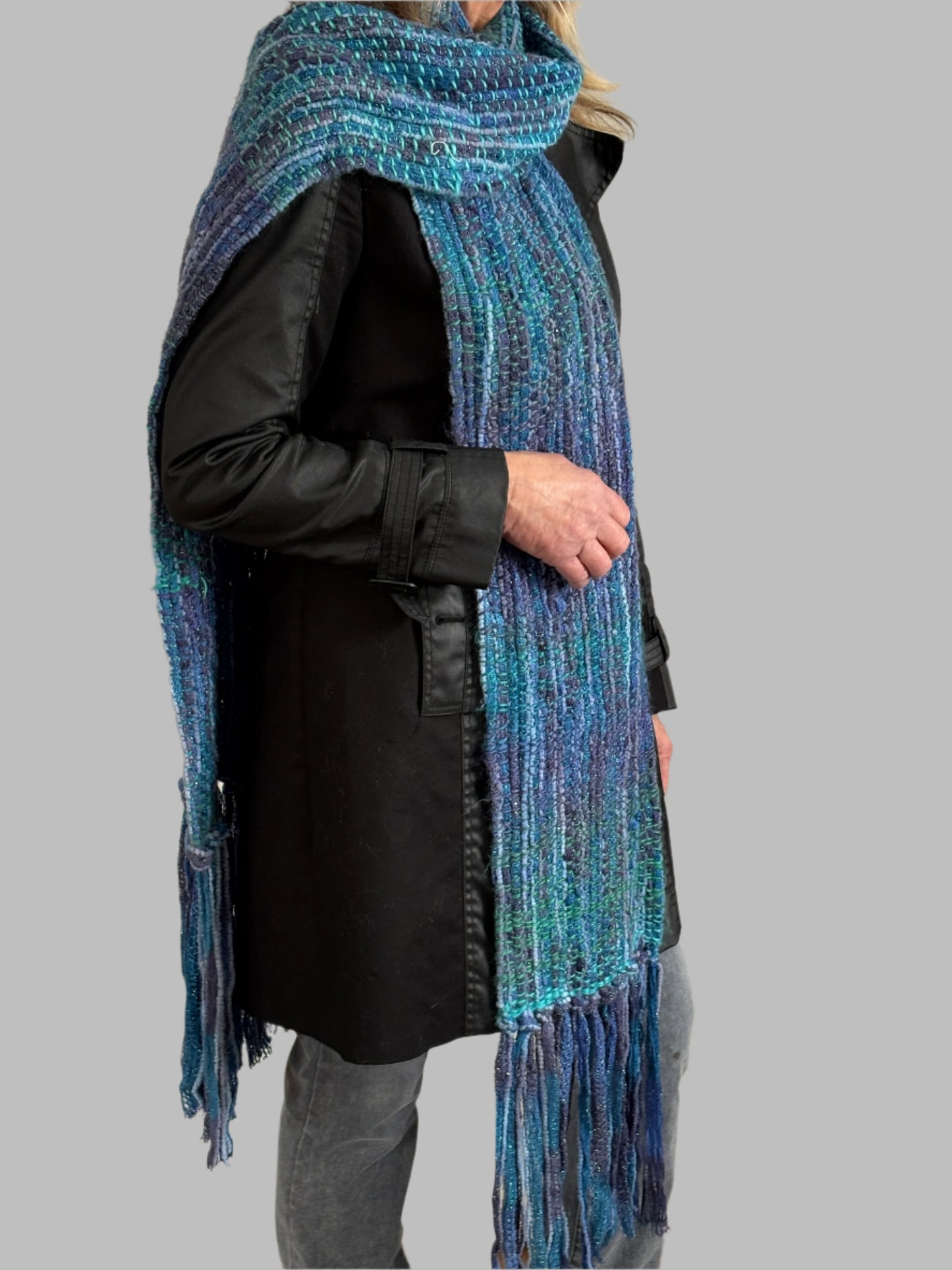 Handwoven Aquamarine Coloured Scarf