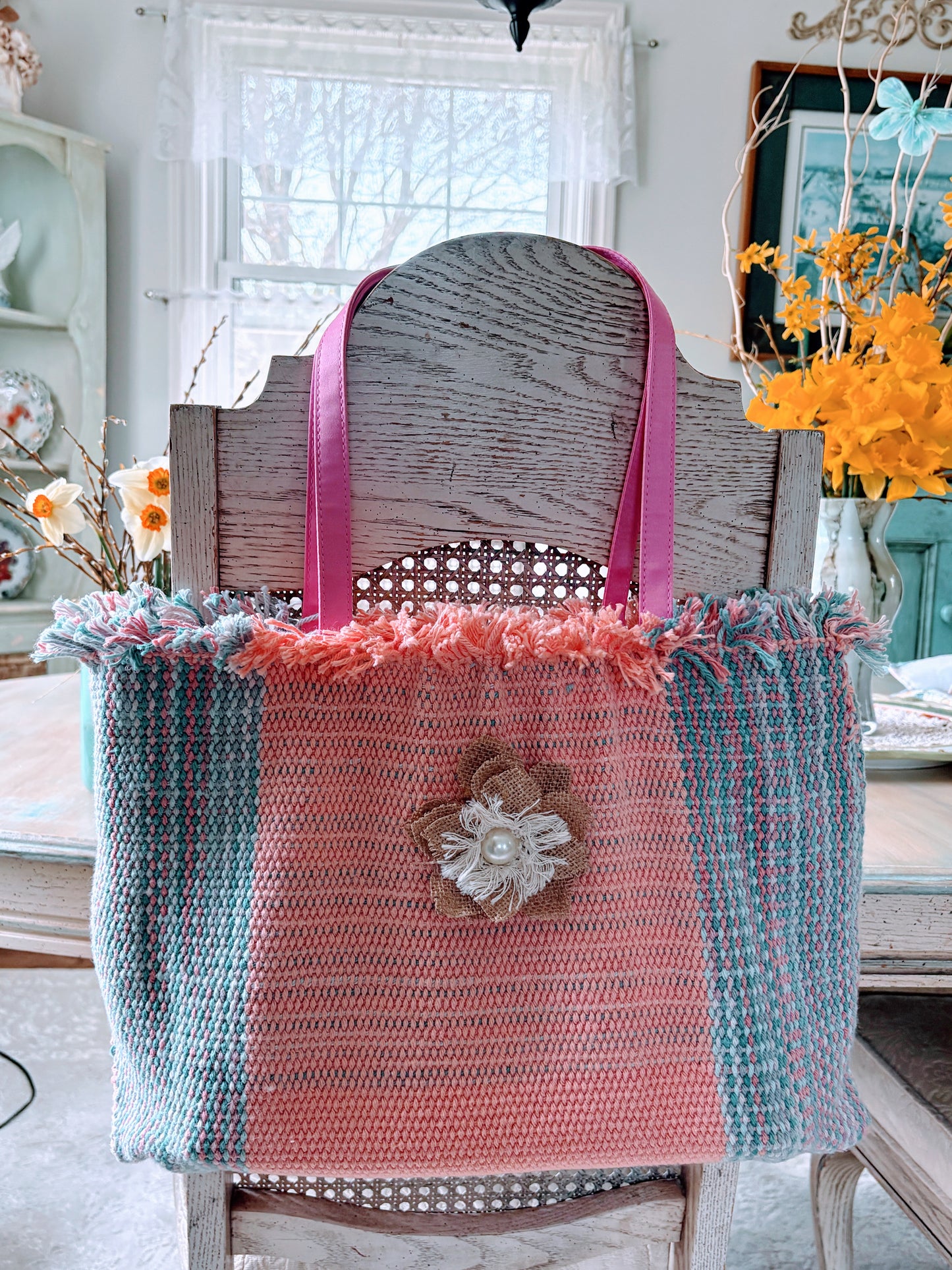Beachy/Boho style Handwoven Tote Bag