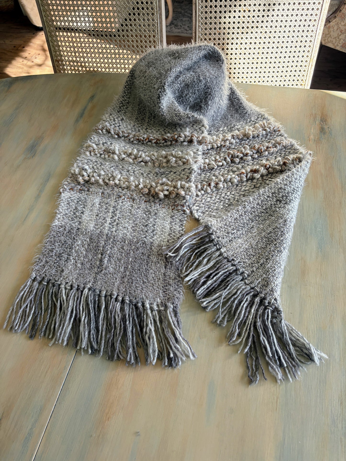 Handwoven Grey/Natural Scarf