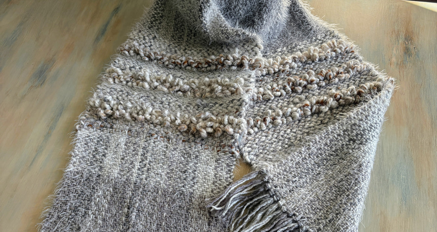 Handwoven Grey/Natural Scarf